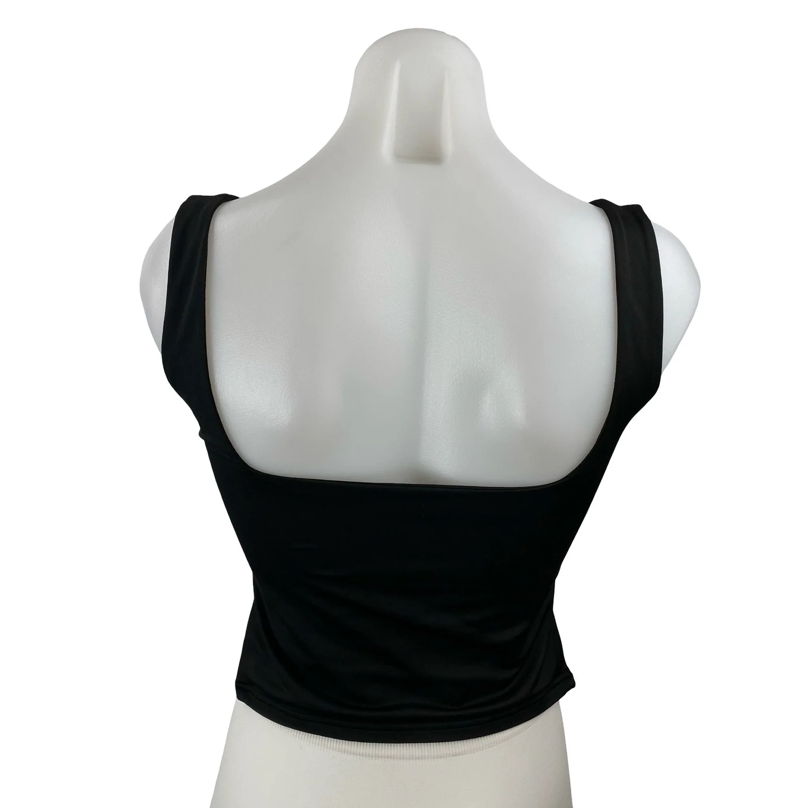 Reoria Womens Black Ruched Sweetheart Neck Sleeveless Side Split Crop Tank Top S - Image 4