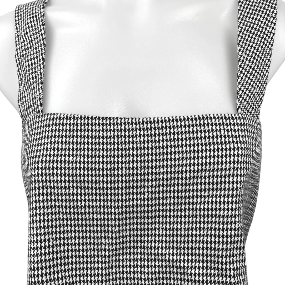 Revolve x By the Way Black White Houndstooth Square Neck Strap Crop Tank Top M - Image 2