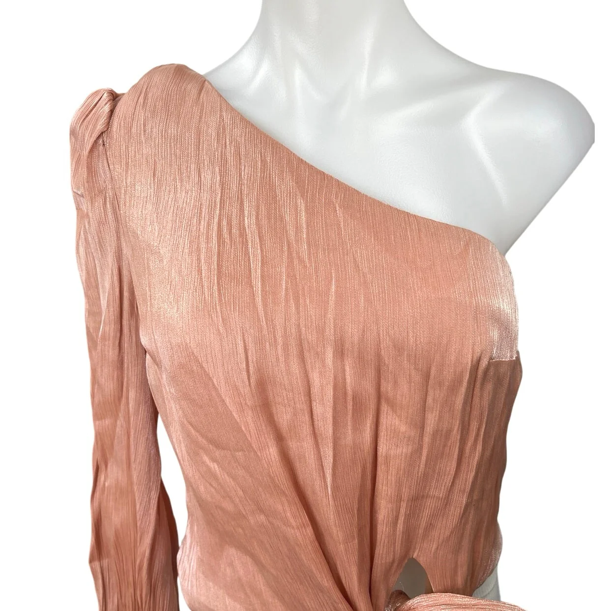 REVOLVE x Lovers + Friends Kendall Rose Metallic One Shoulder Tie Blouse Top S - Image 4