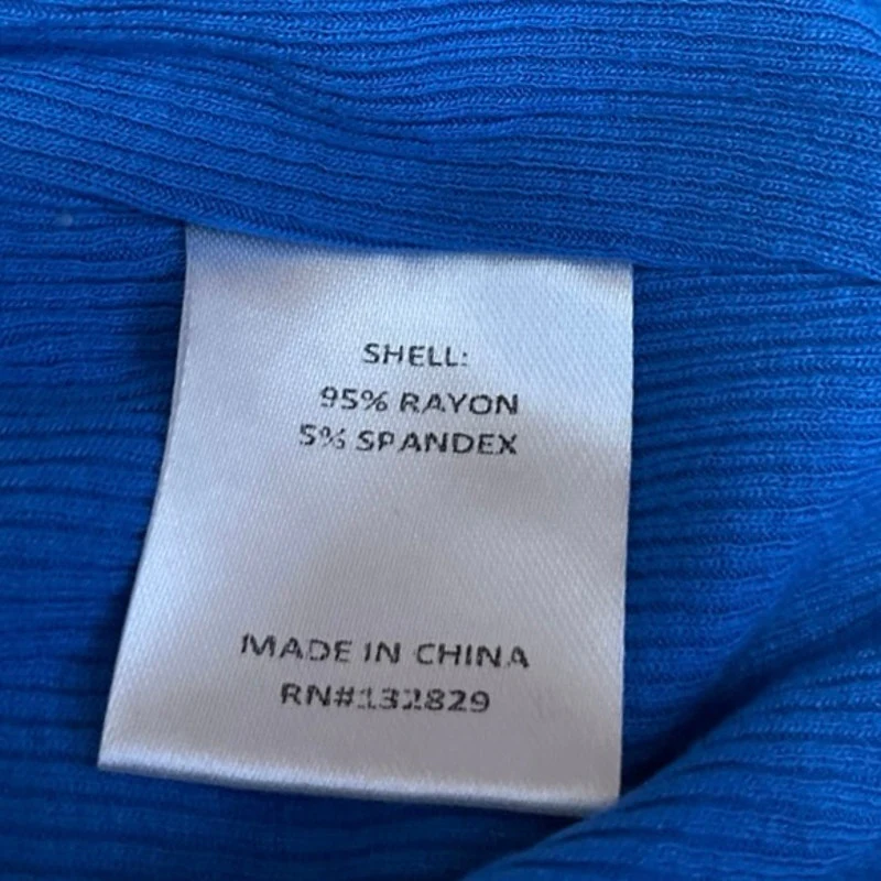 Revolve x Superdown Karol Blue One Shoulder Long Sleeve Ribbed Crop Shirt Top M - Image 4