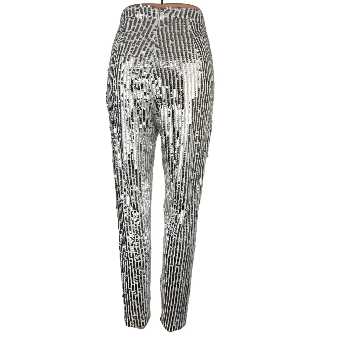 Revolve x Superdown Silver Metallic Sequin Riley High Waisted Party Pants Sz XS - Image 3