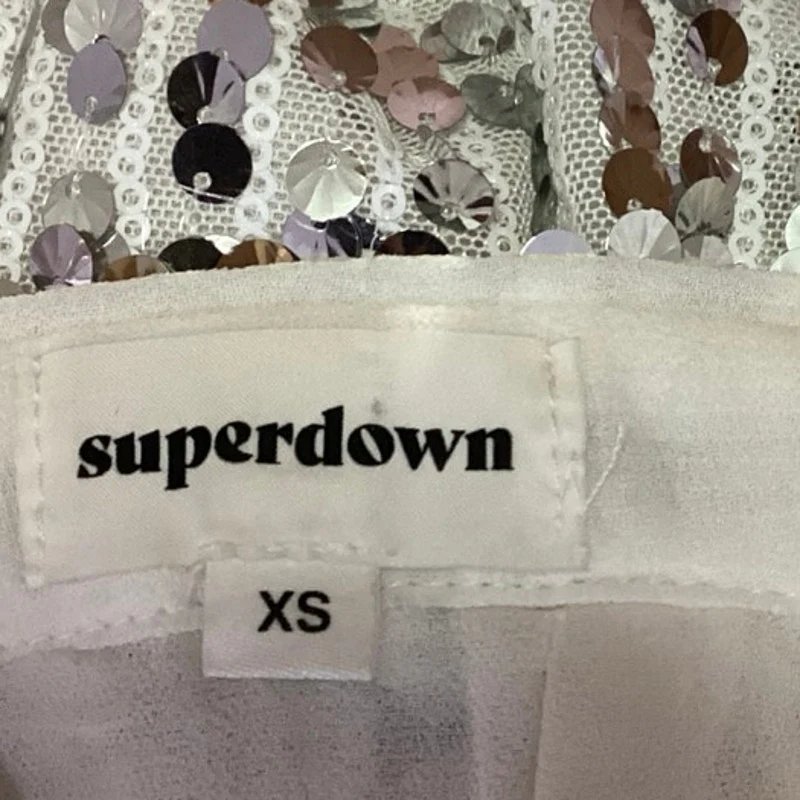 Revolve x Superdown Silver Metallic Sequin Riley High Waisted Party Pants Sz XS - Image 5