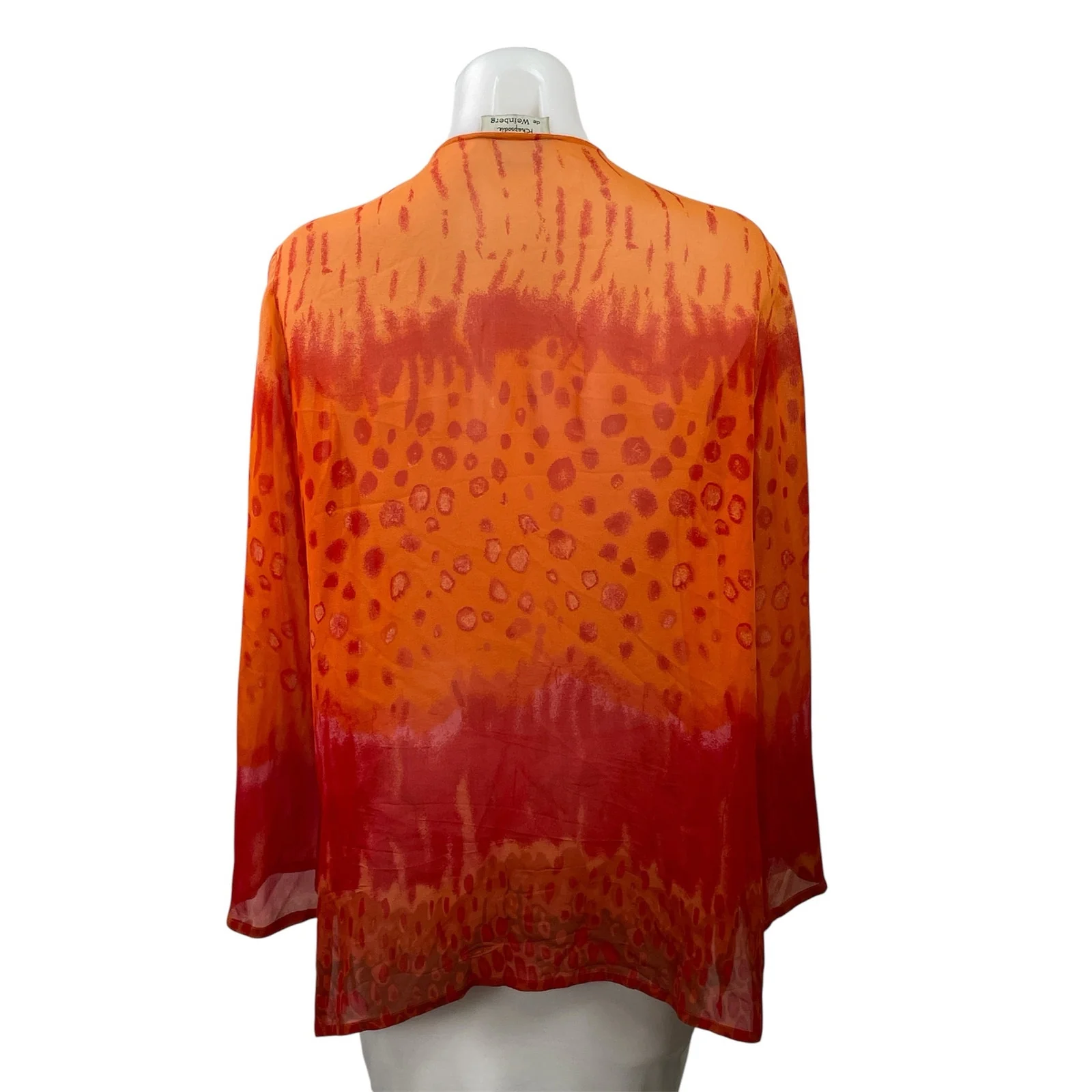 Rhapsodie De Weinberg Orange Leopard Animal Print Tie Front Sheer Blouse Top 40 - Image 3