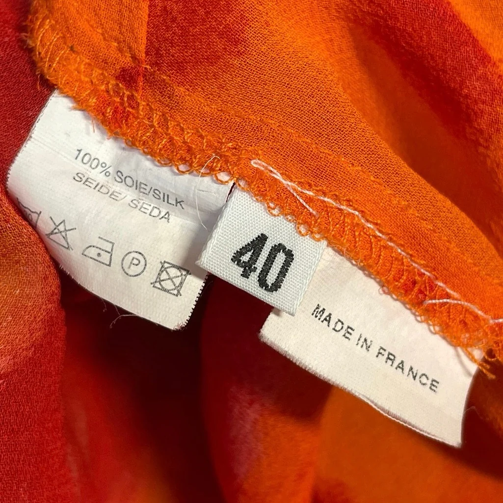 Rhapsodie De Weinberg Orange Leopard Animal Print Tie Front Sheer Blouse Top 40 - Image 5
