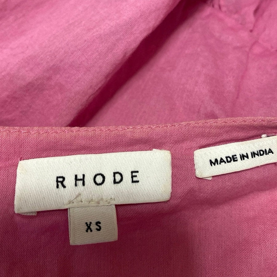 Rhode Womens Pink Short Puff Sleeve V-Neck A Line Tiered Wrap Midi Dress Size XS - Image 4