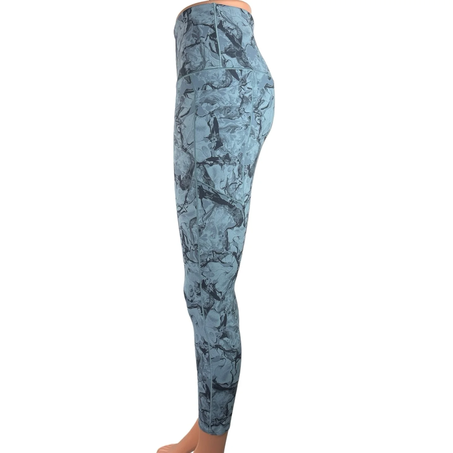 Rhone Women's Blue High Rise Marble Print Pull On Fitness Yoga Leggings Size M - Image 2