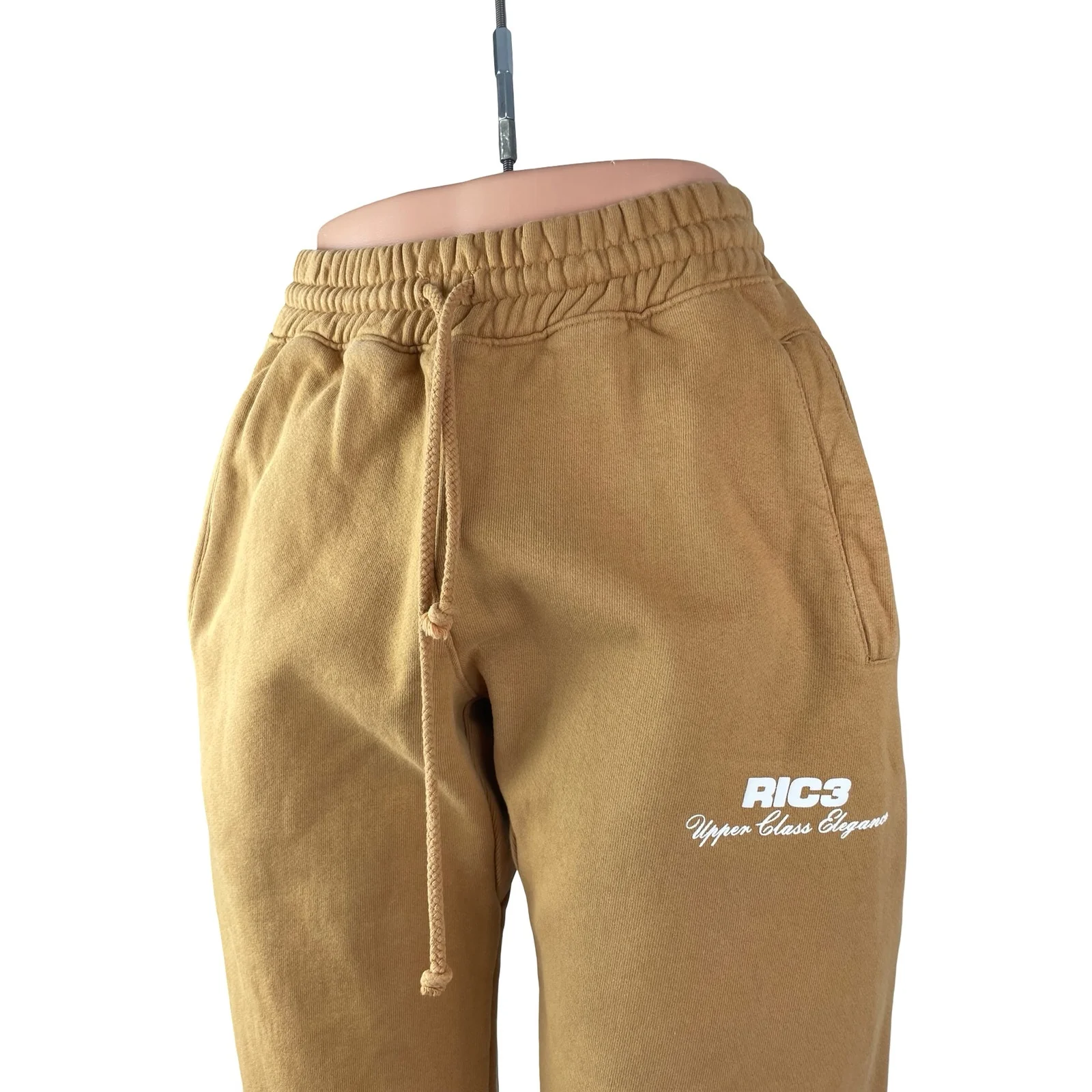 RIC3 Women's Tan High Waisted Fleece Lined Tapered Jogger Sweat Pants Size S - Image 3