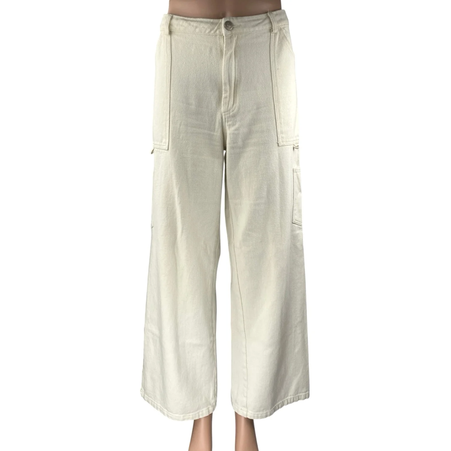Riley Hubatka x Peppermayo White High Waist Wide Leg Palazzo Trousers Pants Sz 8