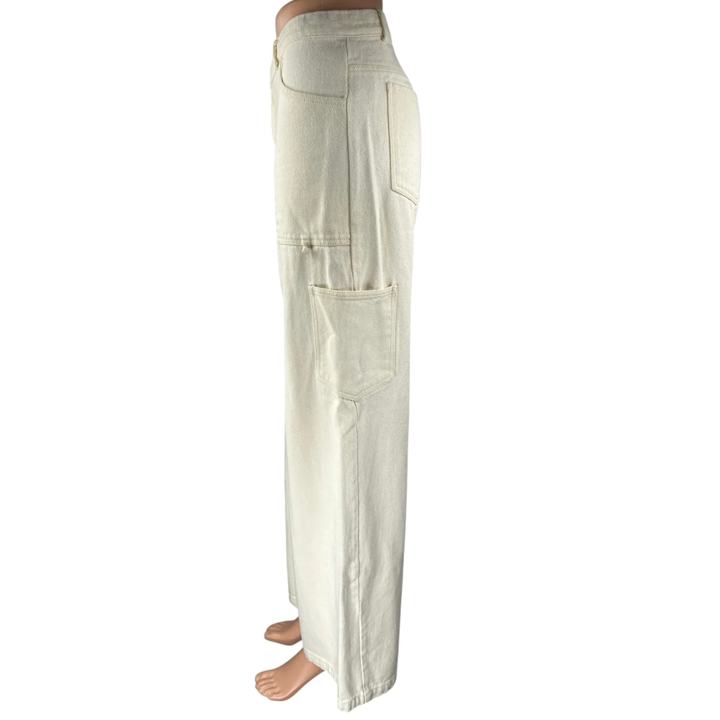 Riley Hubatka x Peppermayo White High Waist Wide Leg Palazzo Trousers Pants Sz 8 - Image 2