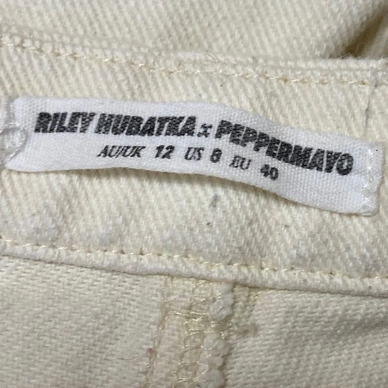 Riley Hubatka x Peppermayo White High Waist Wide Leg Palazzo Trousers Pants Sz 8 - Image 4