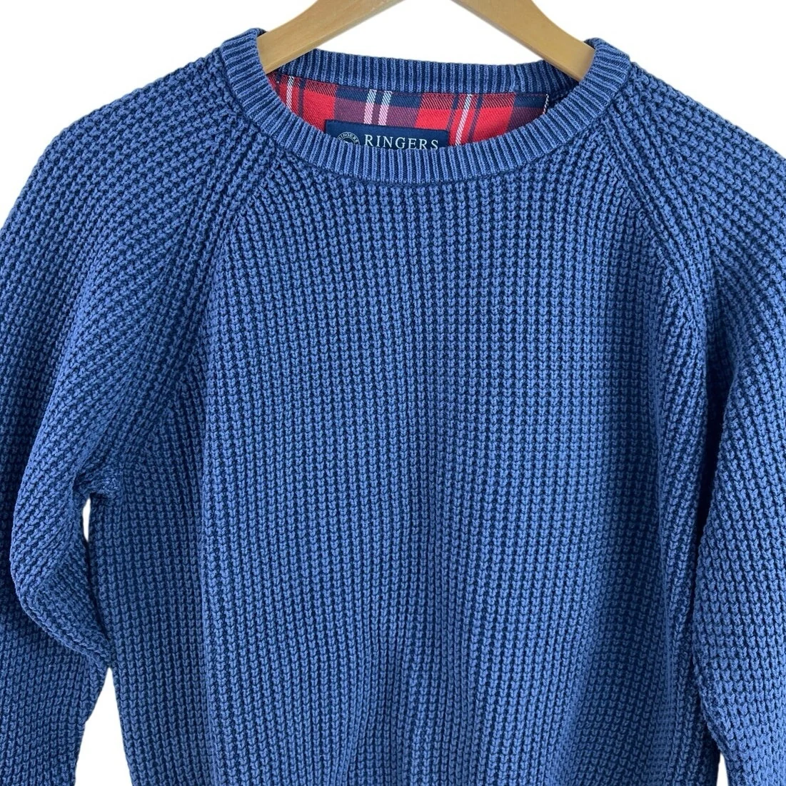 Ringers Western Men's Blue Plaid Lined Cozy Knit Pullover Sweater Top Size 8 - Image 3