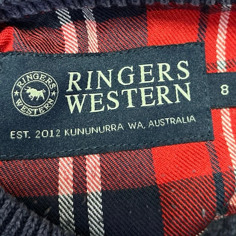Ringers Western Men's Blue Plaid Lined Cozy Knit Pullover Sweater Top Size 8 - Image 4