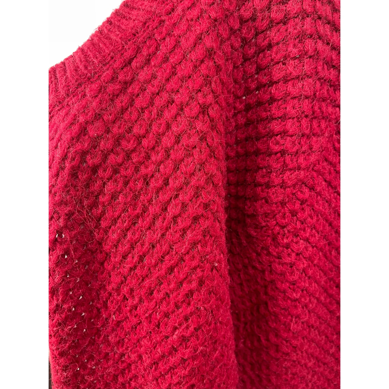 River Island Red Chunky Knit Long Sleeve Open Front Cardigan Sweater Jacket 8 - Image 3