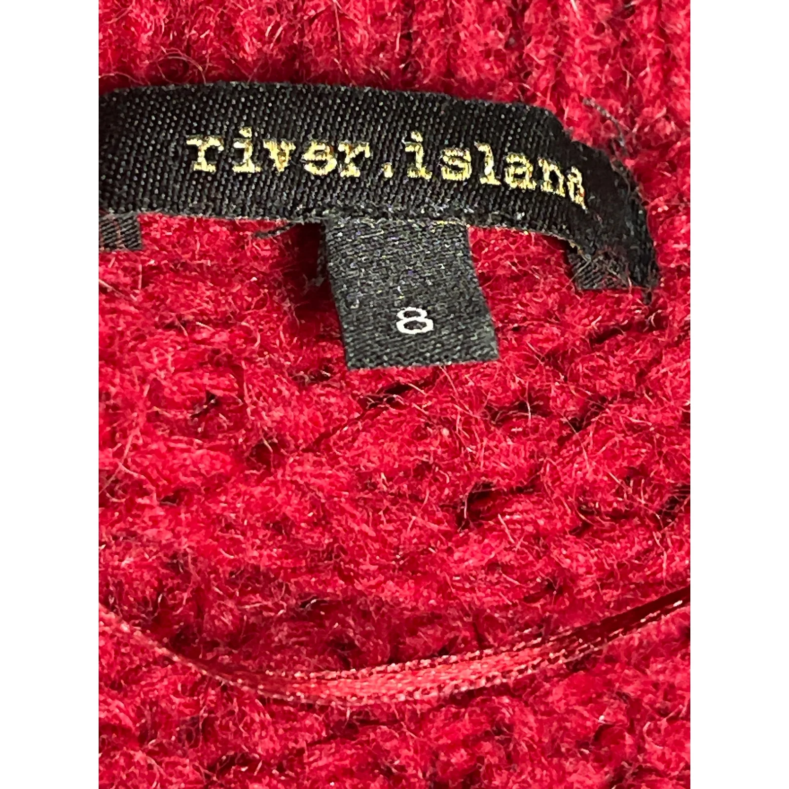River Island Red Chunky Knit Long Sleeve Open Front Cardigan Sweater Jacket 8 - Image 4