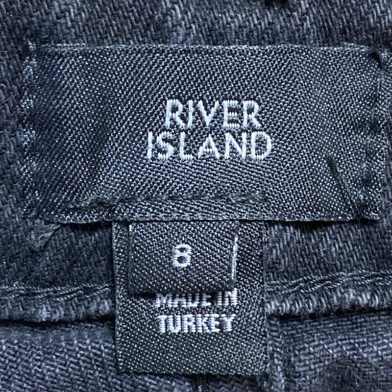 River Island Women's Black High Waist Frayed Raw Hem Cutoff Denim Jeans Shorts 8 - Image 4