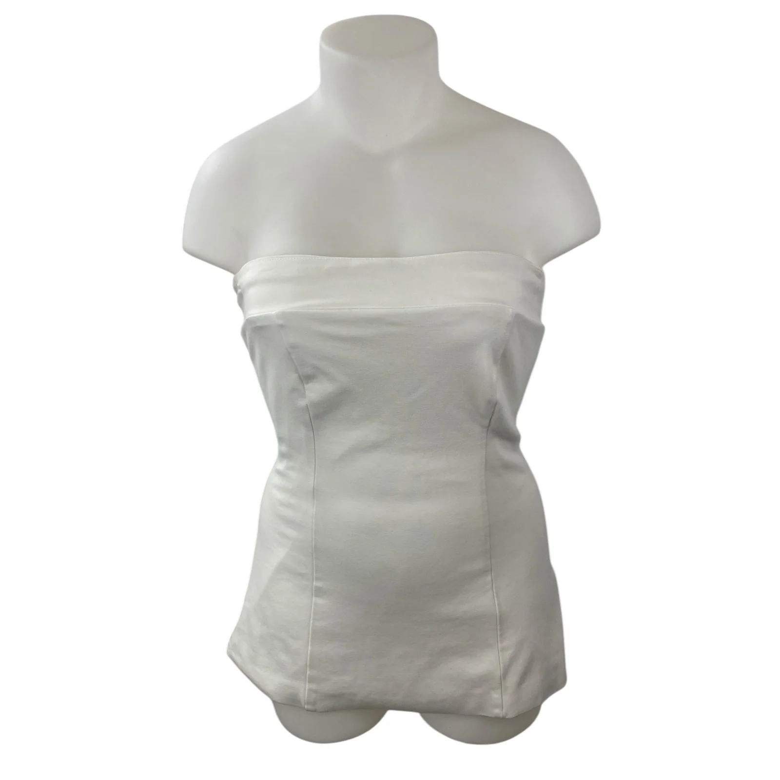 RNWY Women's White Strapless Tube Bandeau Fitted Bustier Mini Bodycon Dress Sz L