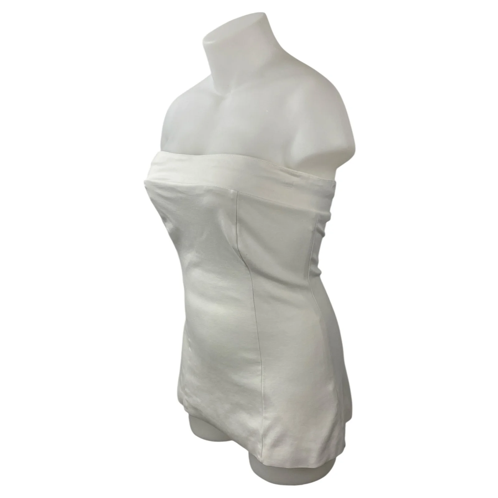 RNWY Women's White Strapless Tube Bandeau Fitted Bustier Mini Bodycon Dress Sz L - Image 3
