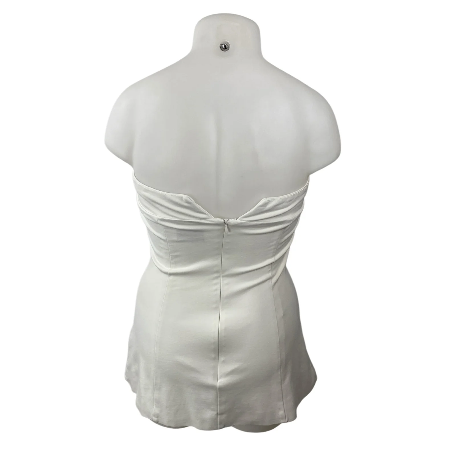 RNWY Women's White Strapless Tube Bandeau Fitted Bustier Mini Bodycon Dress Sz L - Image 4