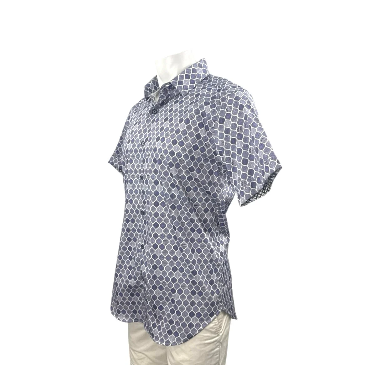 Robert Graham Bramston Geometric Men's Blue Short Sleeve Button Down Shirt Top M - Image 2