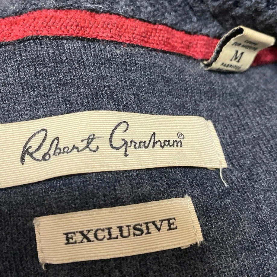 Robert Graham Men's Dark Gray Wool Silk Long Sleeve Button Up Cardigan Sweater M - Image 3