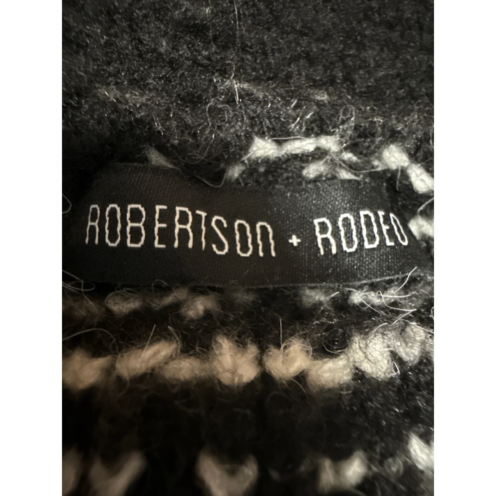 Robertson + Rodeo Women's Black Wool Tweed Fringe Knit Cardigan Sweater Top M/L - Image 3