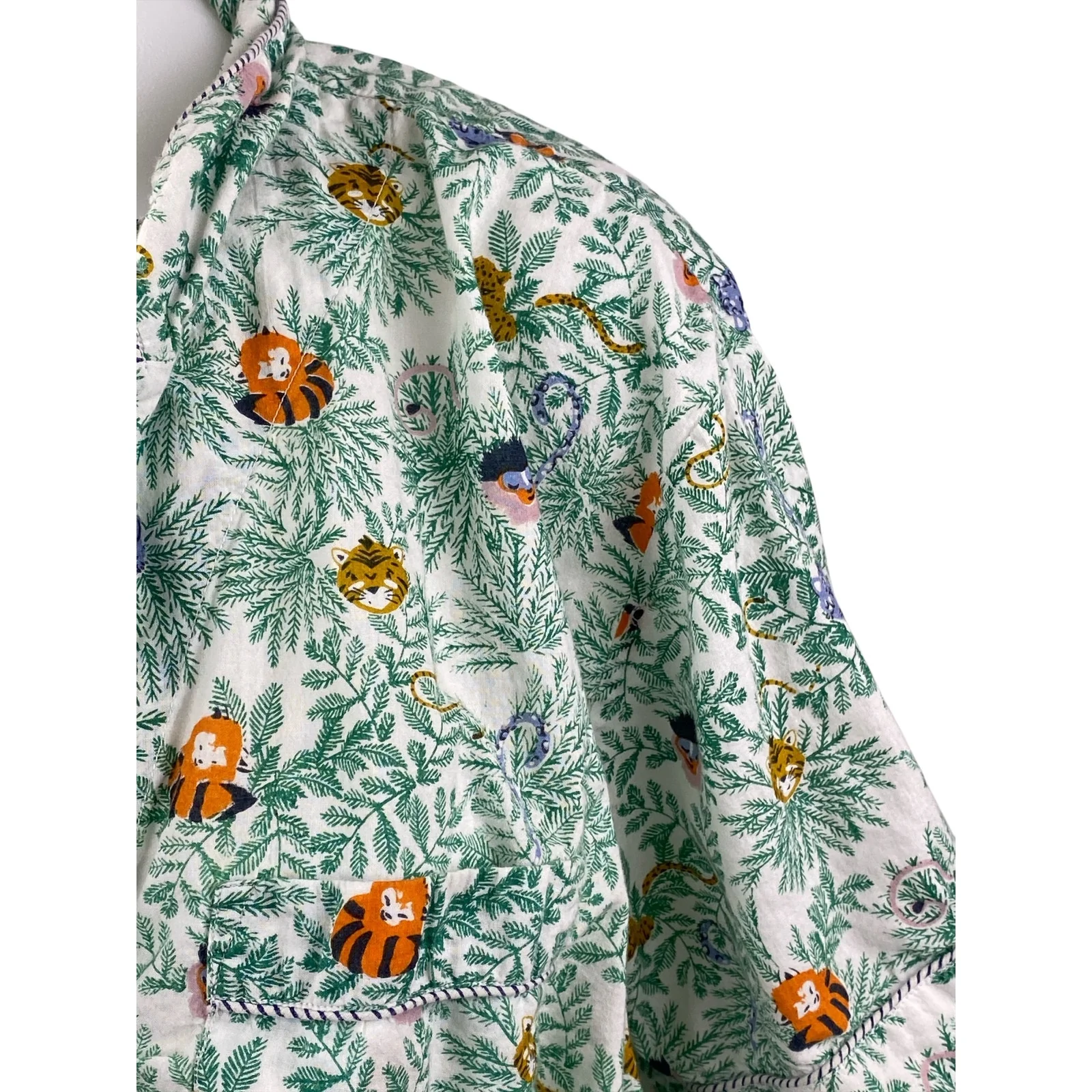 Roller Rabbit Women's Green Palm Tree Button Down Sleepwear Shirt Pajama Top XL - Image 2