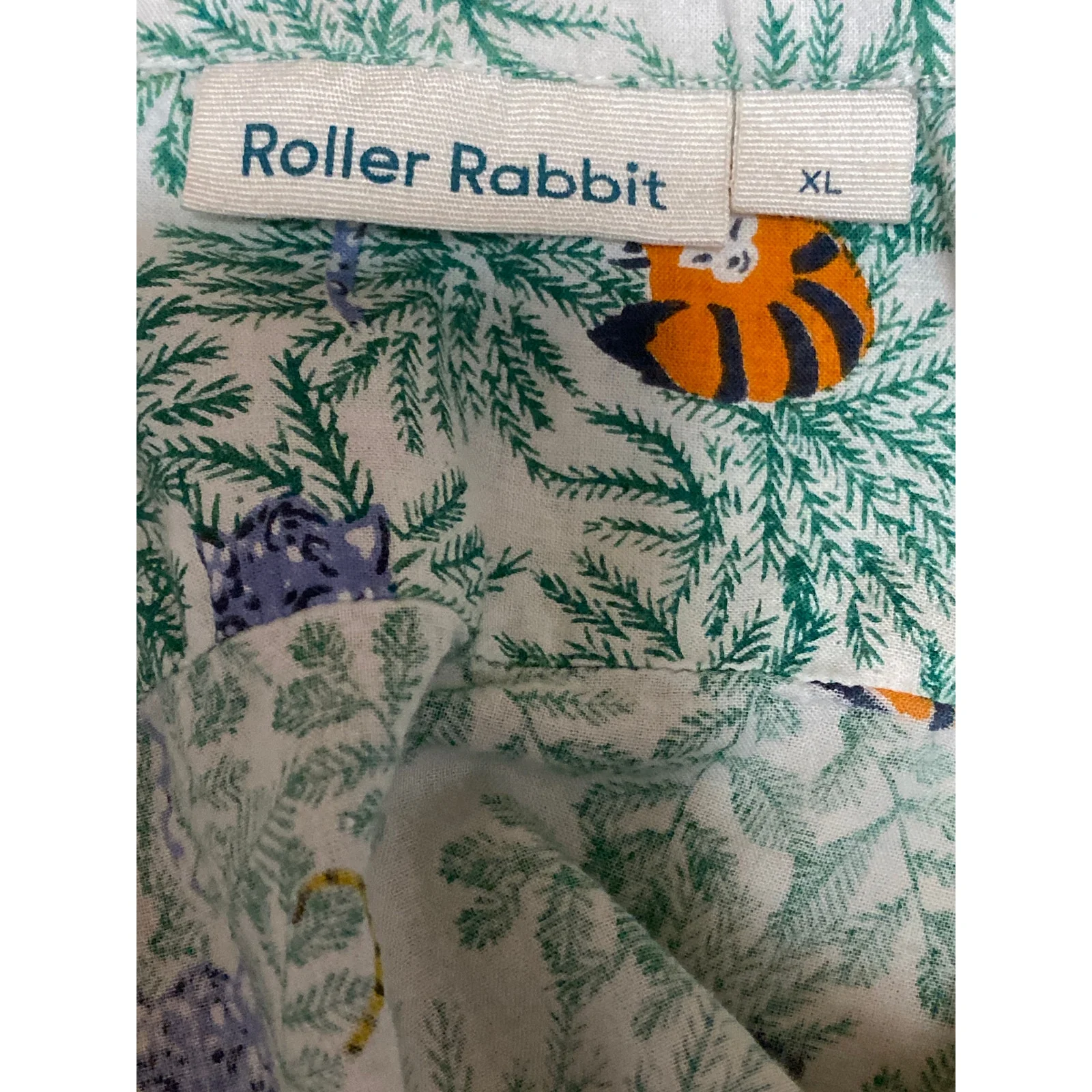 Roller Rabbit Women's Green Palm Tree Button Down Sleepwear Shirt Pajama Top XL - Image 5