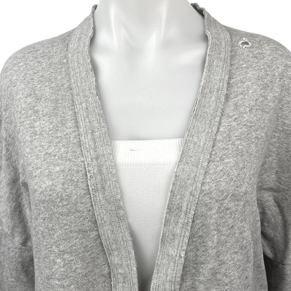 RTA Heathered Gray Distressed Fleece Lined Open Cardigan Sweater Top Size XS - Image 3