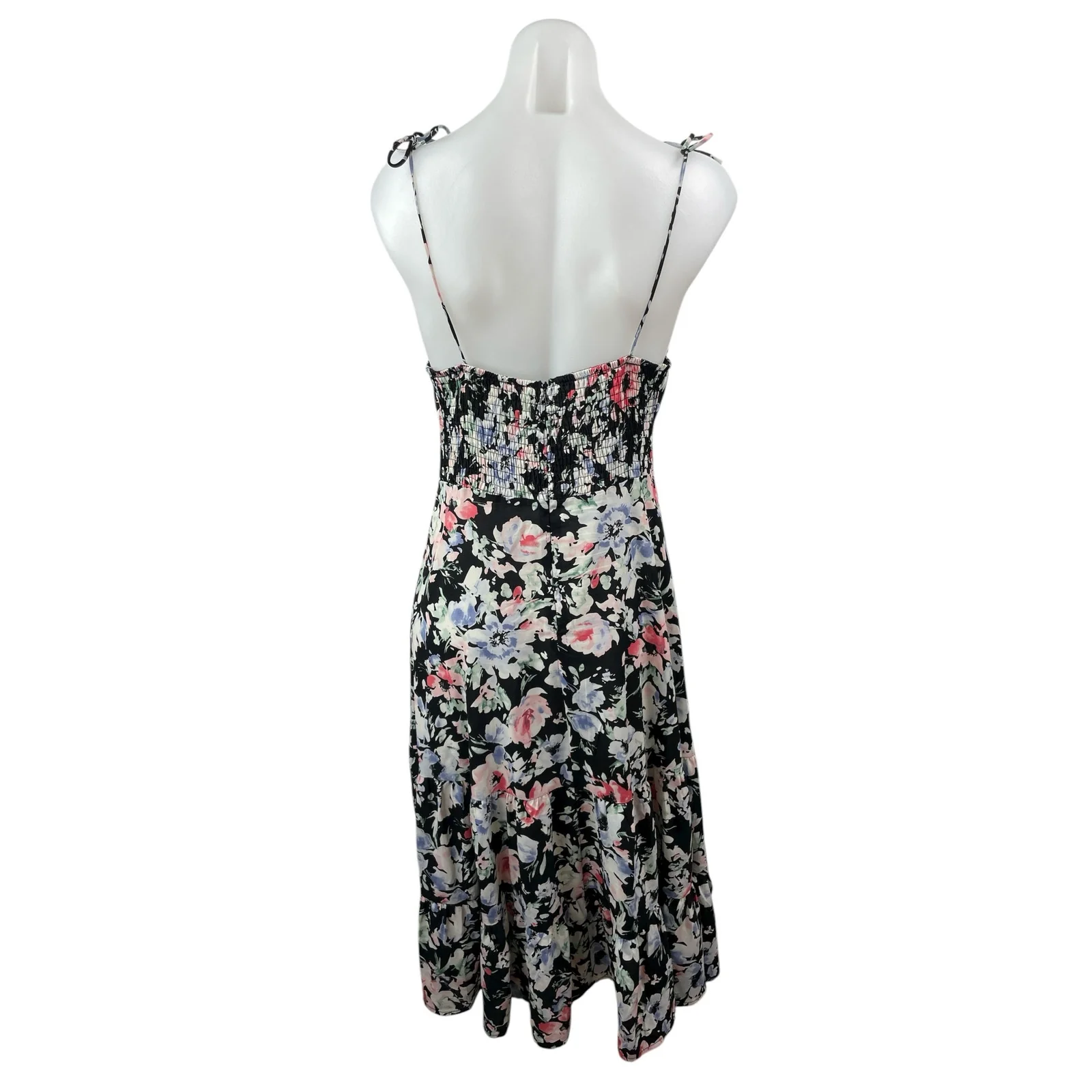 Ruby Sees Women's Black Floral Sleeveless Tiered Smocked A Line Midi Dress 14 - Image 4