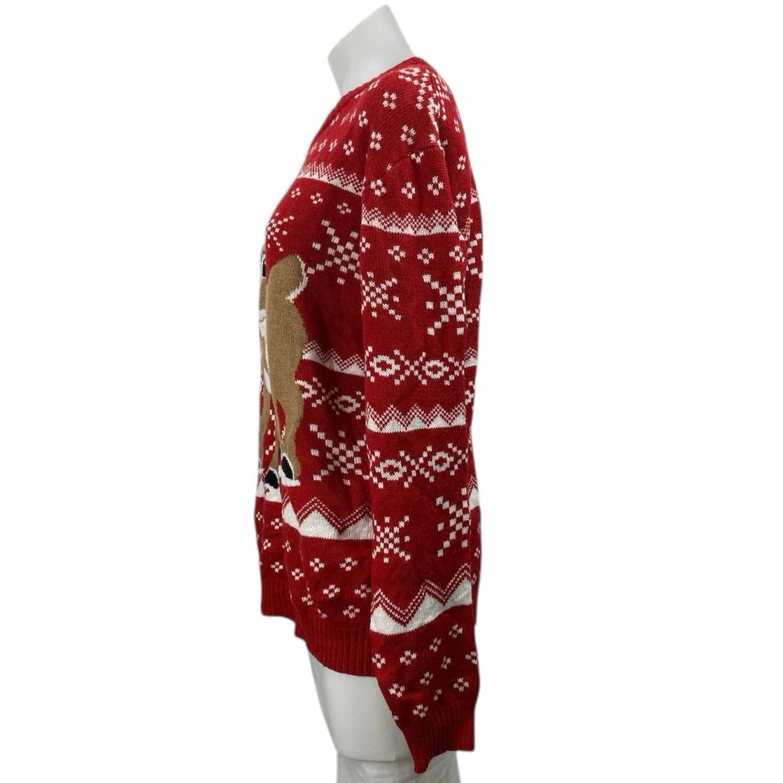 Rudolph Women's Red Reindeer Fair Isle Christmas Long Sleeve Sweater Top Size XL - Image 2