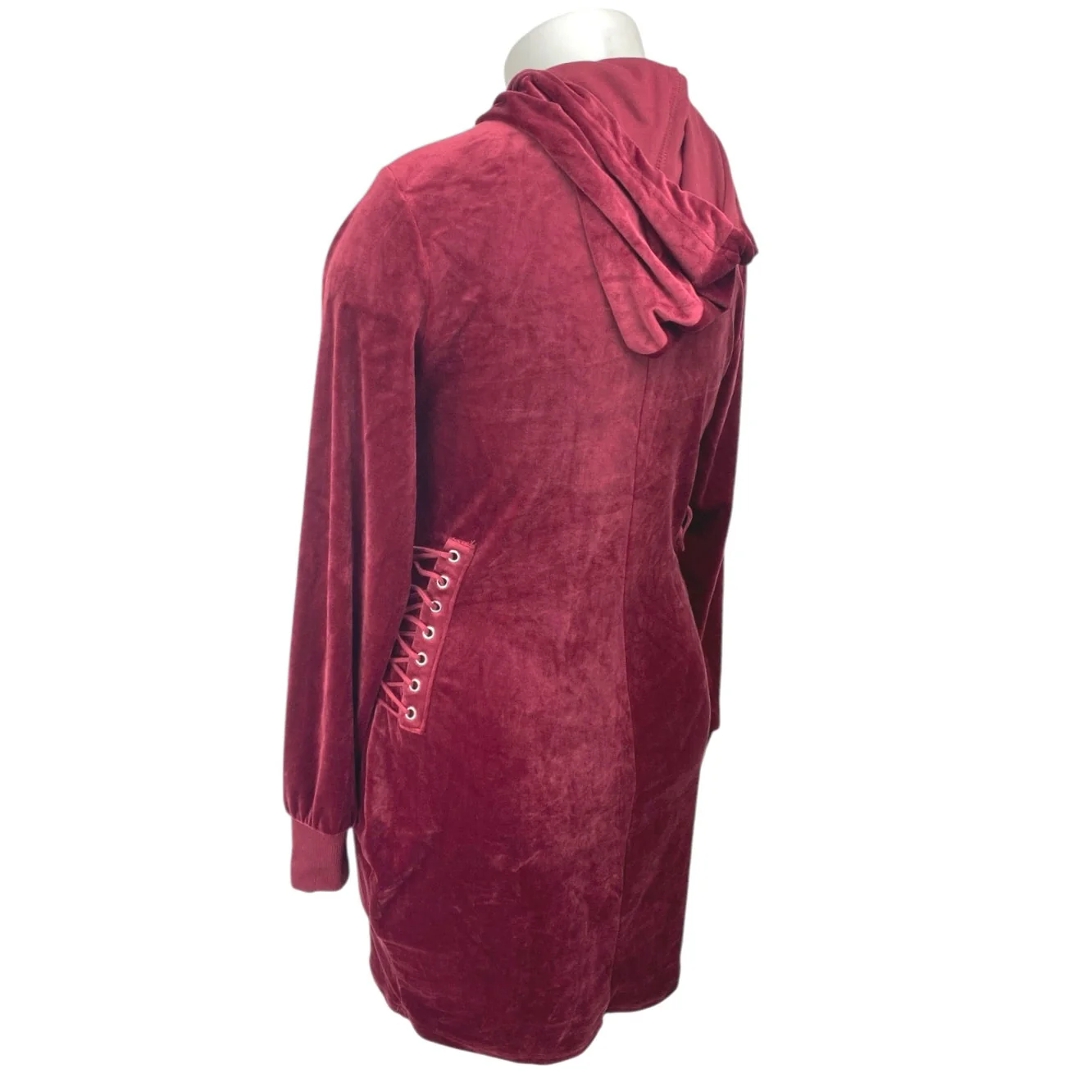 Rue21 Velvet Velour Long Sleeve Hooded Hoodie Sweatshirt Mini Dress Size XL - Image 2