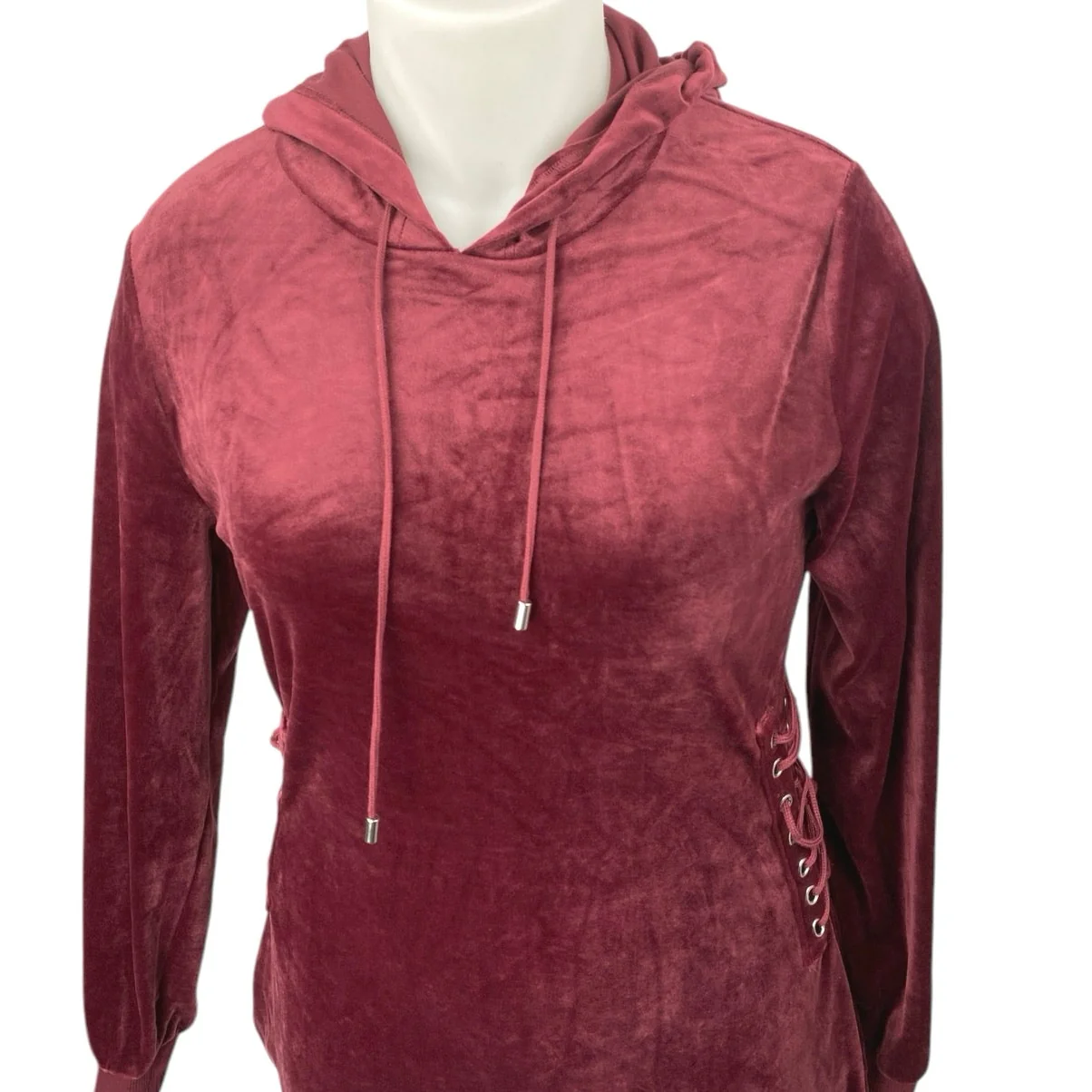 Rue21 Velvet Velour Long Sleeve Hooded Hoodie Sweatshirt Mini Dress Size XL - Image 3
