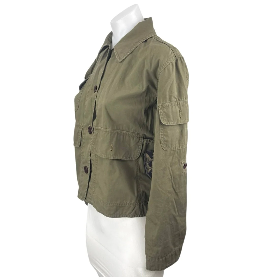 Rugby Ralph Lauren Logo Embroidery Long Sleeve Crop Military Coat Jacket Size XS - Image 2