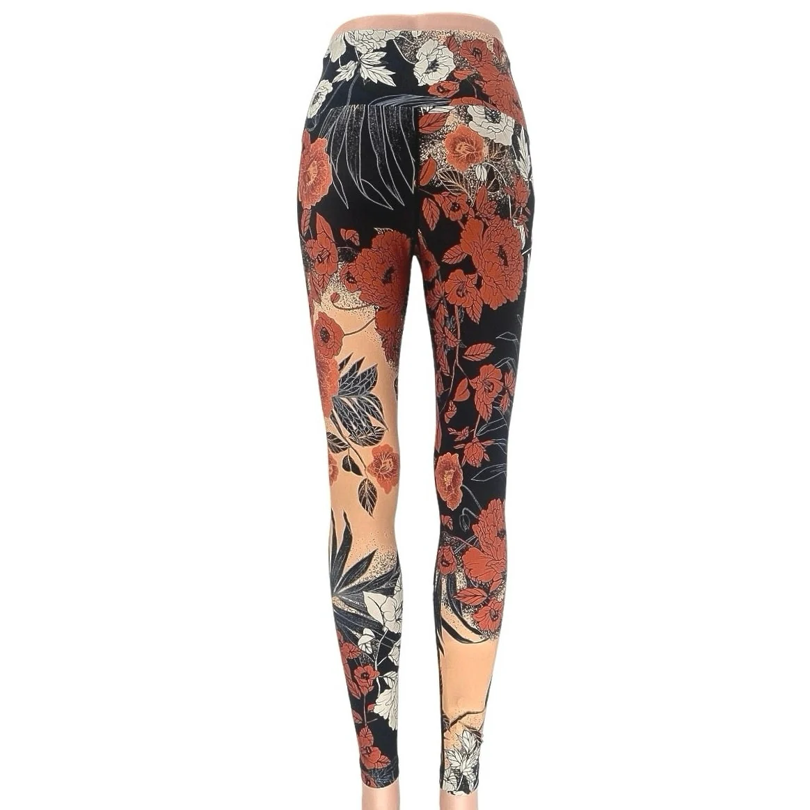 Running Bare Multicolor Floral High Waisted Pull On Yoga 7/8 Leggings Size 2/4 - Image 3
