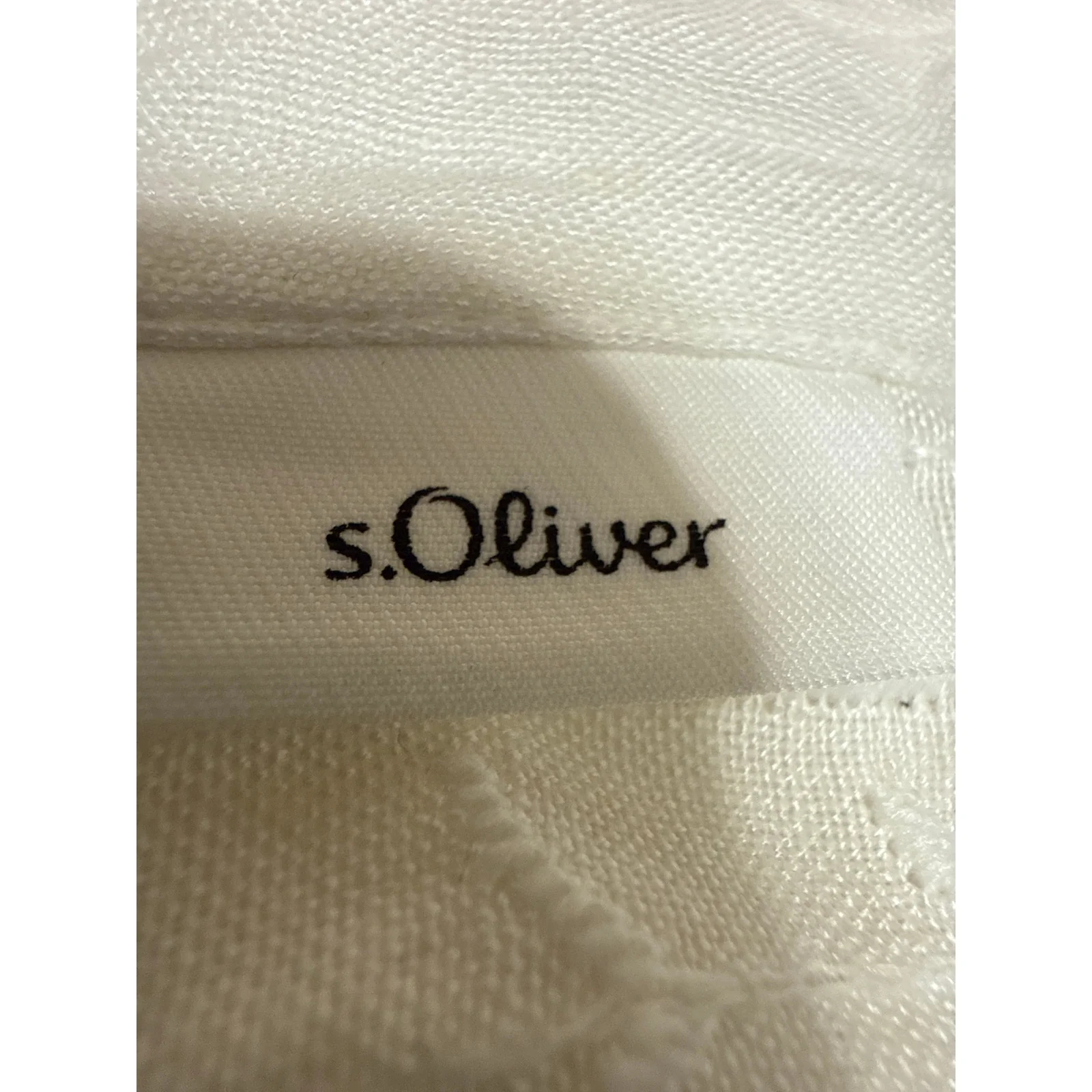 S. Oliver Women's White Linen Embroidered Eyelet Long Sleeve Button Down Shirt 6 - Image 3