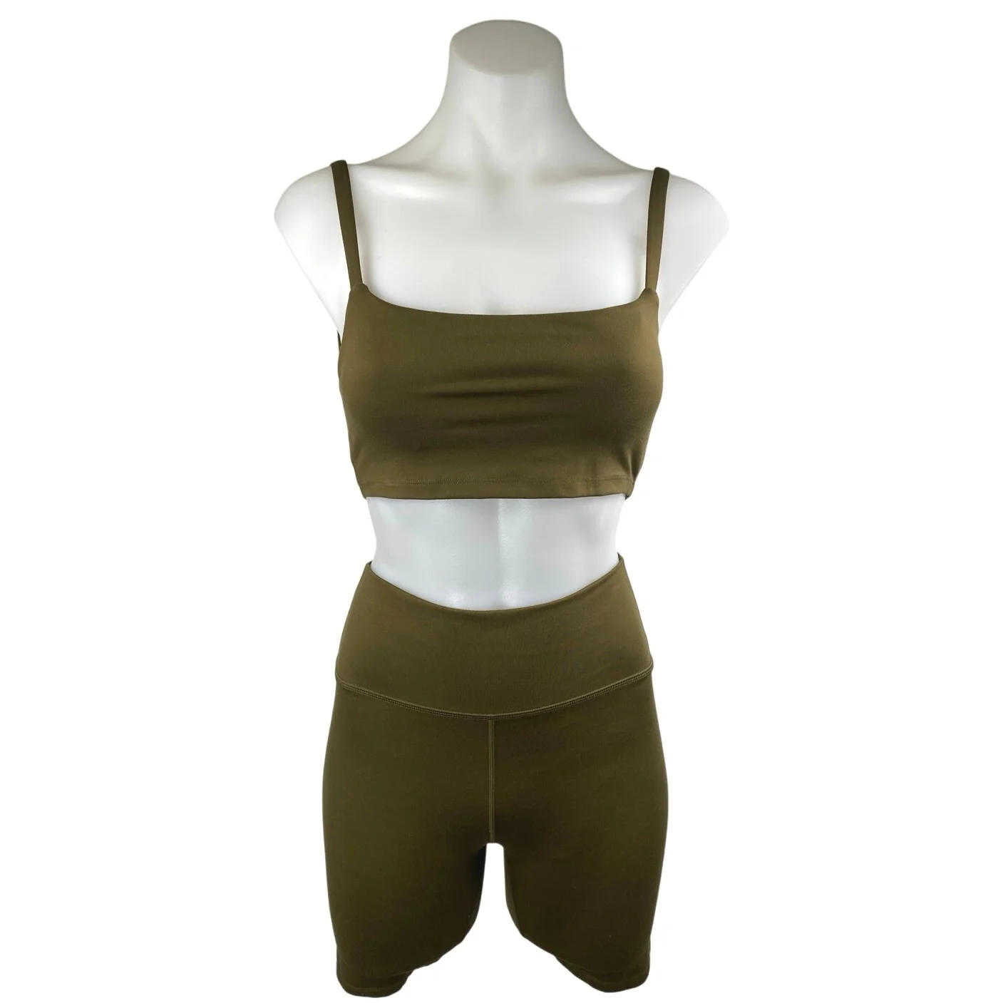 Sage Collective Green Sleeveless Activewear Sports Bra & Biker Shorts 2pc Set XS