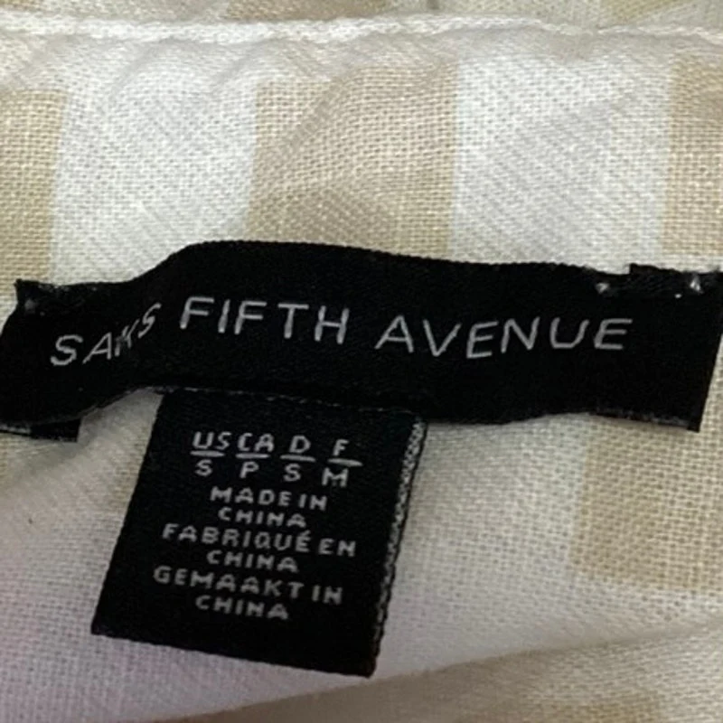 Saks Fifth Avenue White Tan Linen Checkered Button Up Sleeveless Shirt Dress S - Image 4