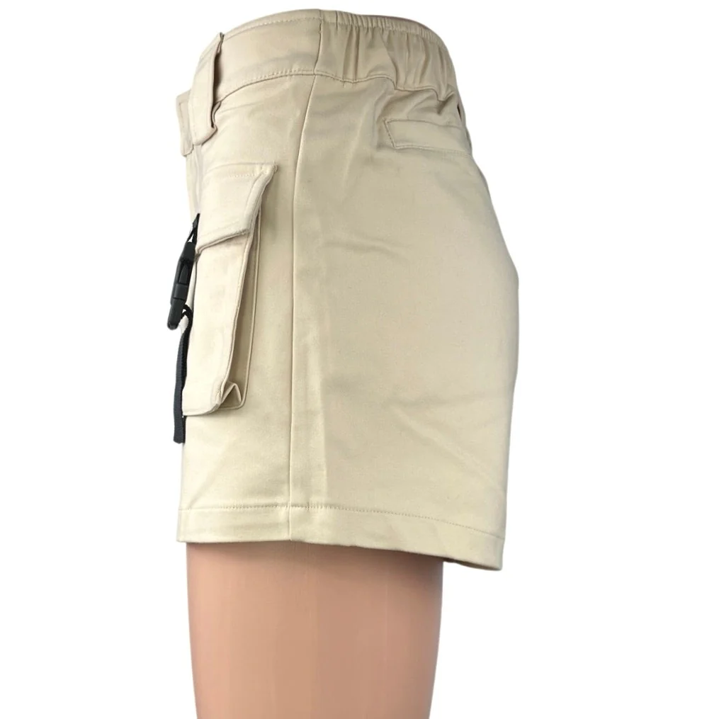 Salty Women's Beige High Waist Buckle Stretch Outdoor Hiking Cargo Shorts Size S - Image 2