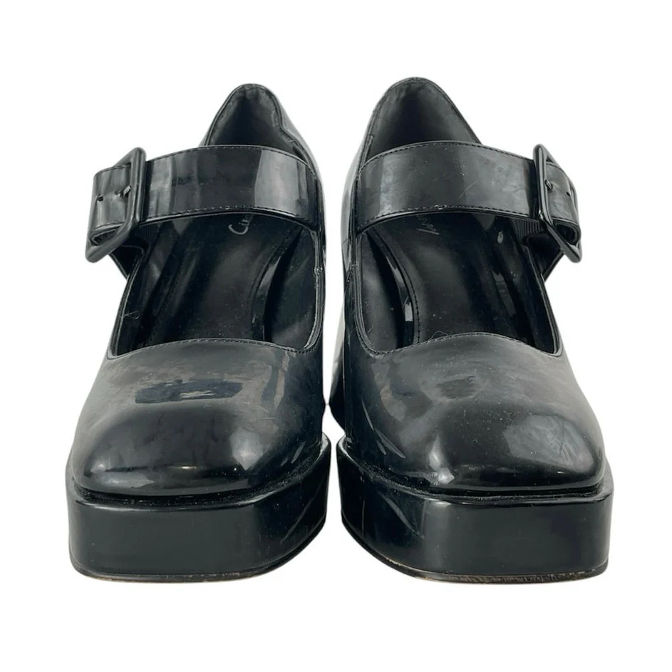 Sam Edelman Circus NY C Logo Black Chunky Platform Heels Mary Jane Pump Shoes 9 - Image 2