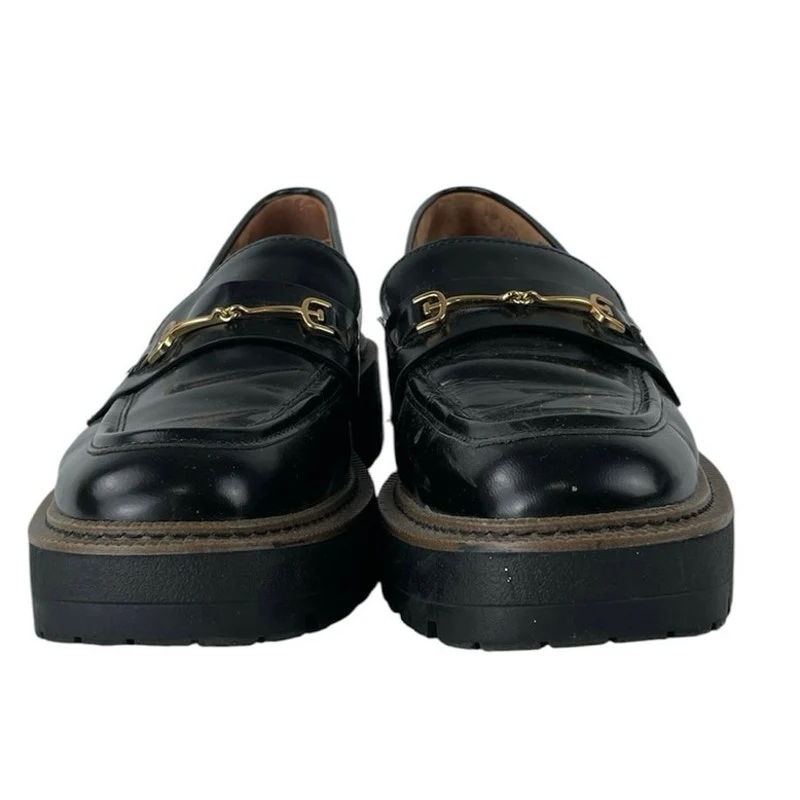Sam Edelman Laurs Black Leather Chunky Lug Sole Slip On Platform Loafer Shoes 10 - Image 2