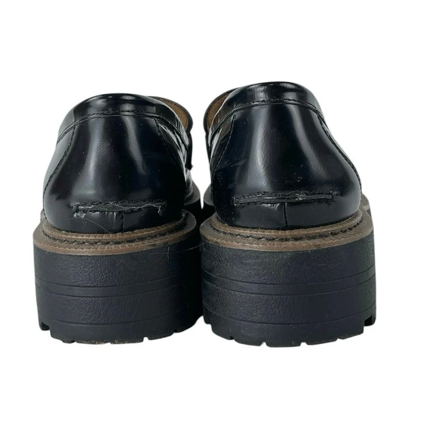 Sam Edelman Laurs Black Leather Chunky Lug Sole Slip On Platform Loafer Shoes 10 - Image 3