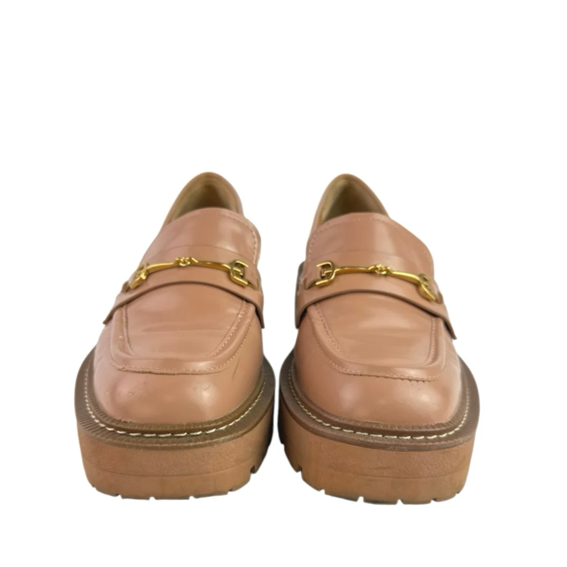Sam Edelman Laurs Brown Leather Buckle Slip On Chunky Platform Loafers Shoes 8.5 - Image 2