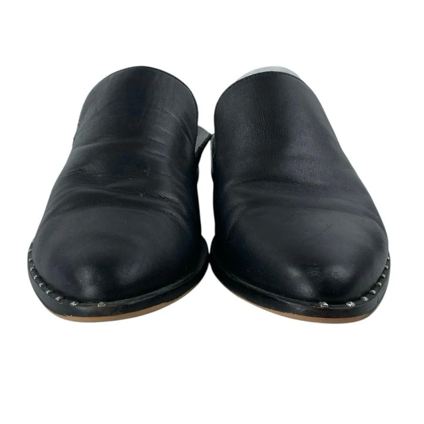 Sam Edelman Lewellyn Black Studded Leather Almond Toe Flats Loafer Mules Size 7 - Image 2