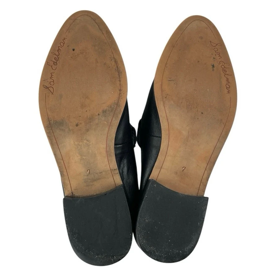 Sam Edelman Lewellyn Black Studded Leather Almond Toe Flats Loafer Mules Size 7 - Image 4