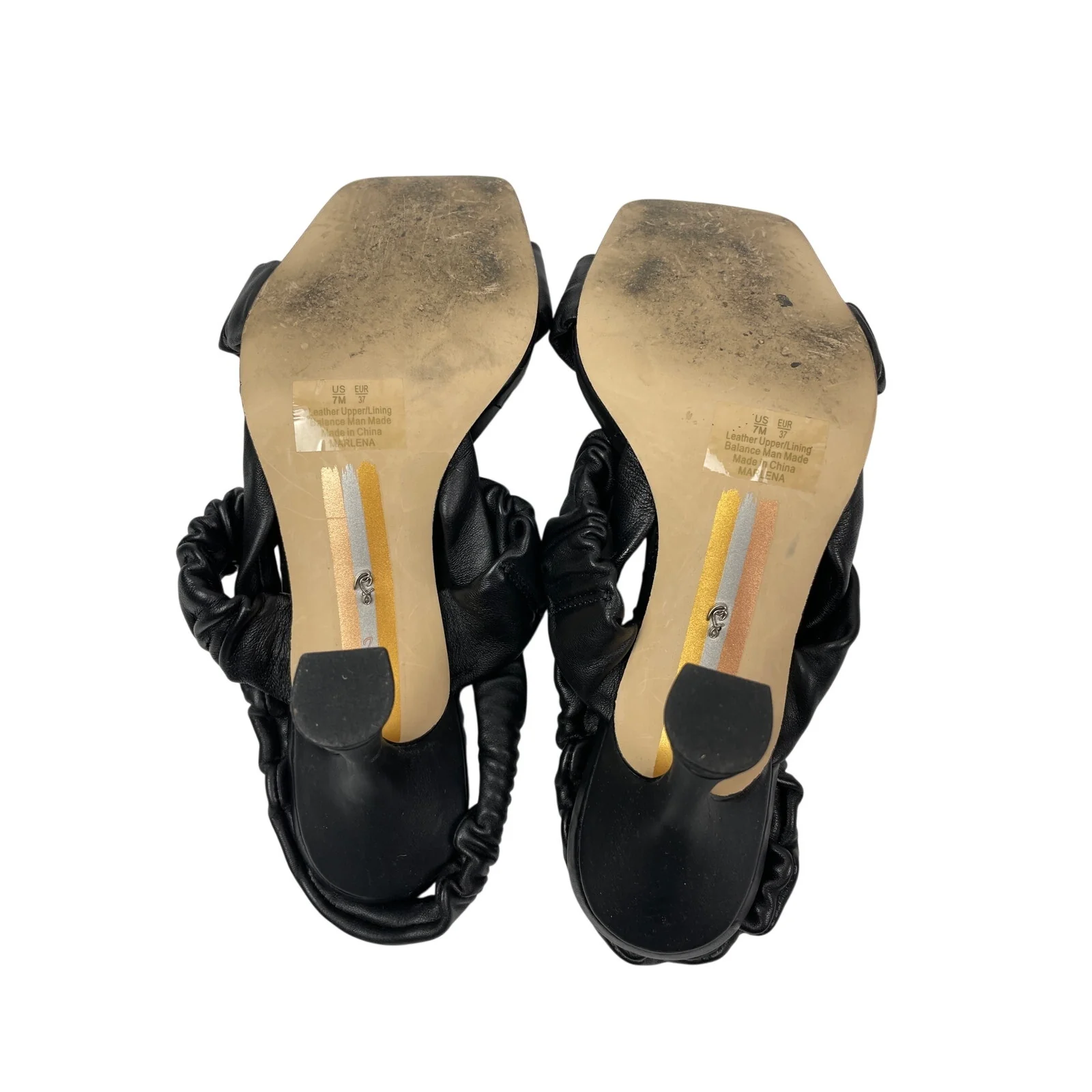 Sam Edelman Marlena Black Ruffle Ruched Slender Slingback Heel Sandals Size 7 - Image 4