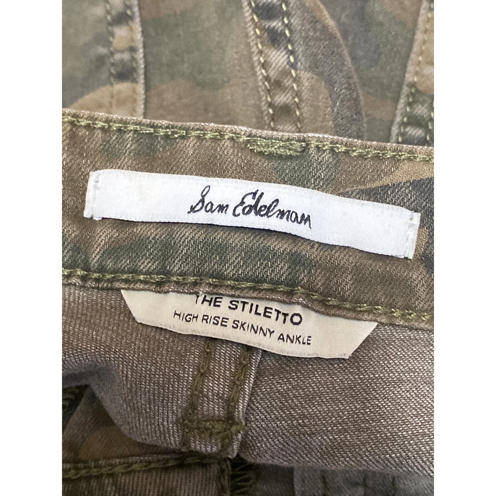 Sam Edelman The Stiletto High Rise Skinny Ankle Camo Army Denim Jeans Size 28 - Image 5