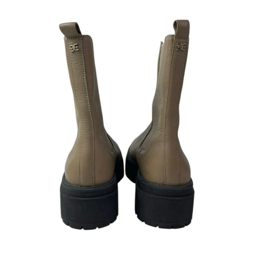 Sam Edelman Wellington Beige Tan Round Toe Slip On Mid Calf Chelsea Boots Sz 7.5 - Image 3