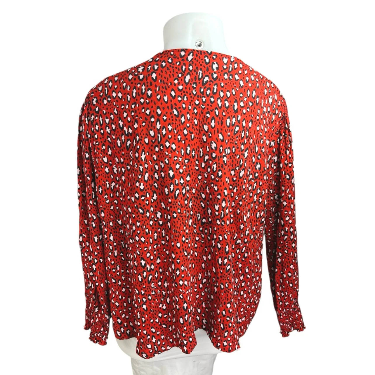 Sanctuary Noelle Red Leopard Animal Print Long Sleeve Button Down Blouse Top 3X - Image 2