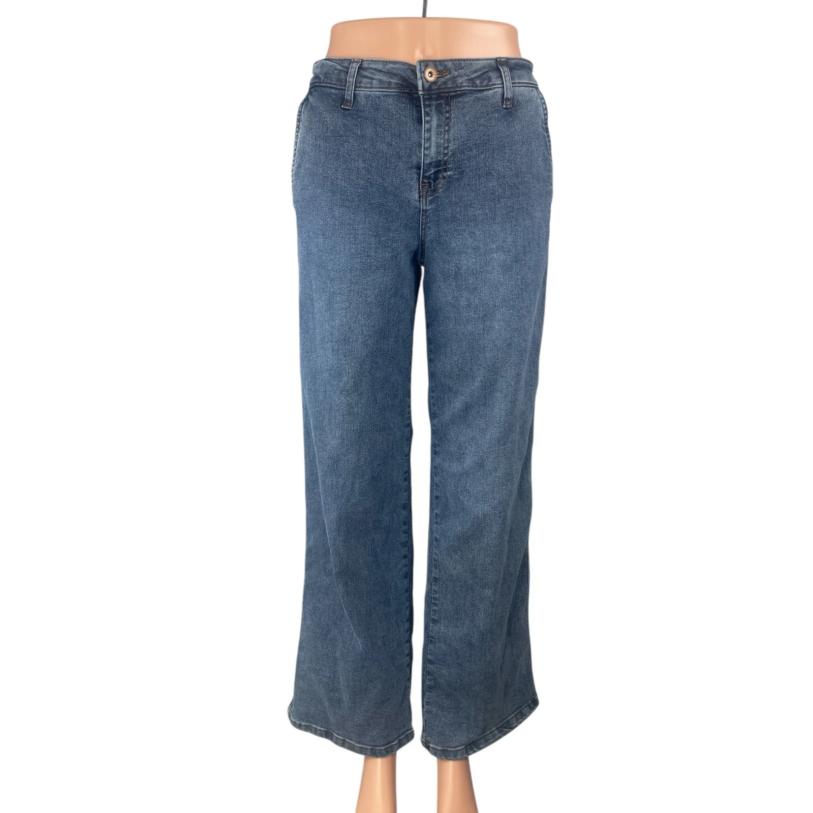 Sanctuary Women's Blue High Rise Crop Loose Fit Straight Denim Jeans Pants Sz 26