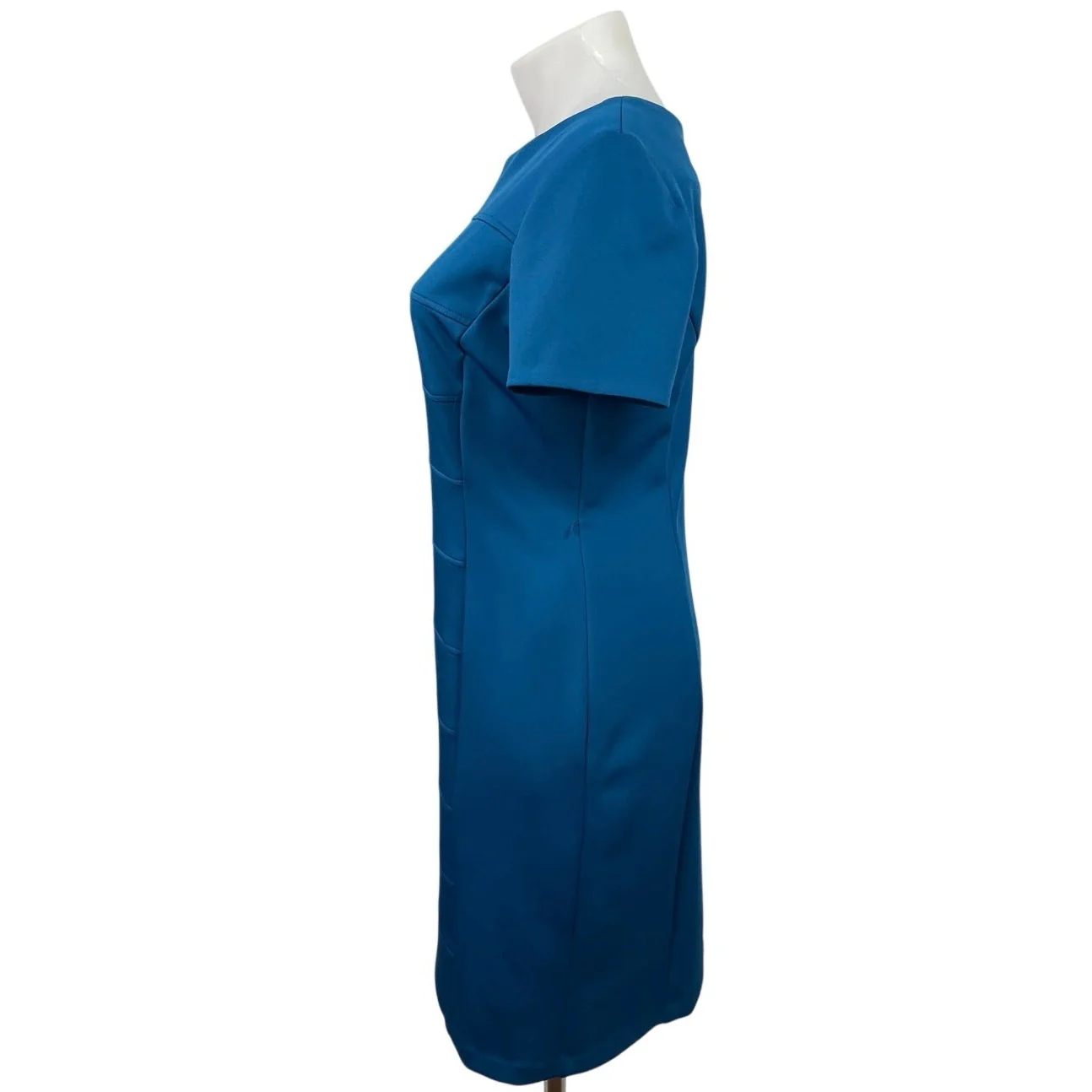 Sandra Darren Womens Blue Short Sleeve Back Zip Midi Mini Shift Bodycon Dress 14 - Image 2